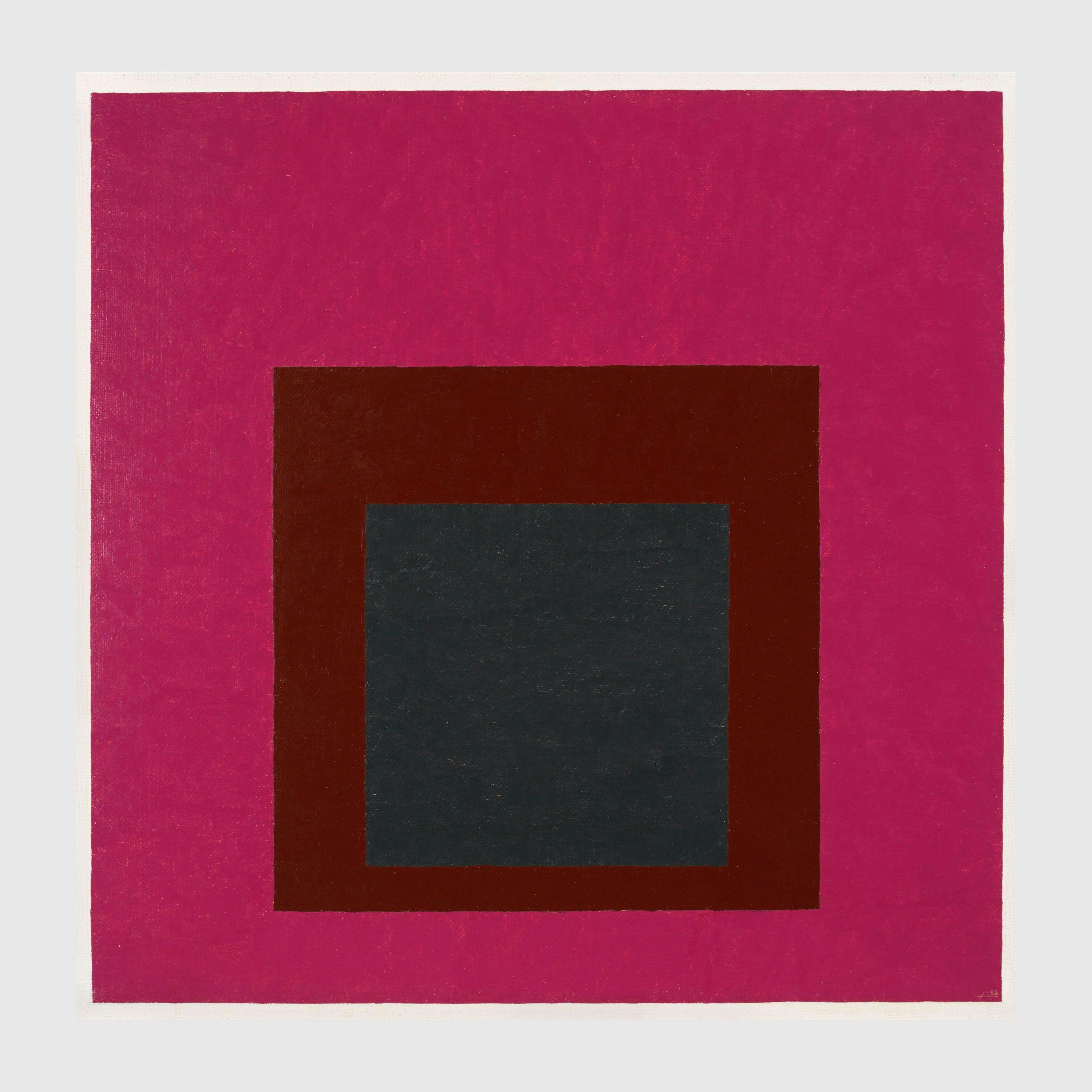 A painting by Josef Albers, titled Homage to the Square: Guarded, dated 1952.